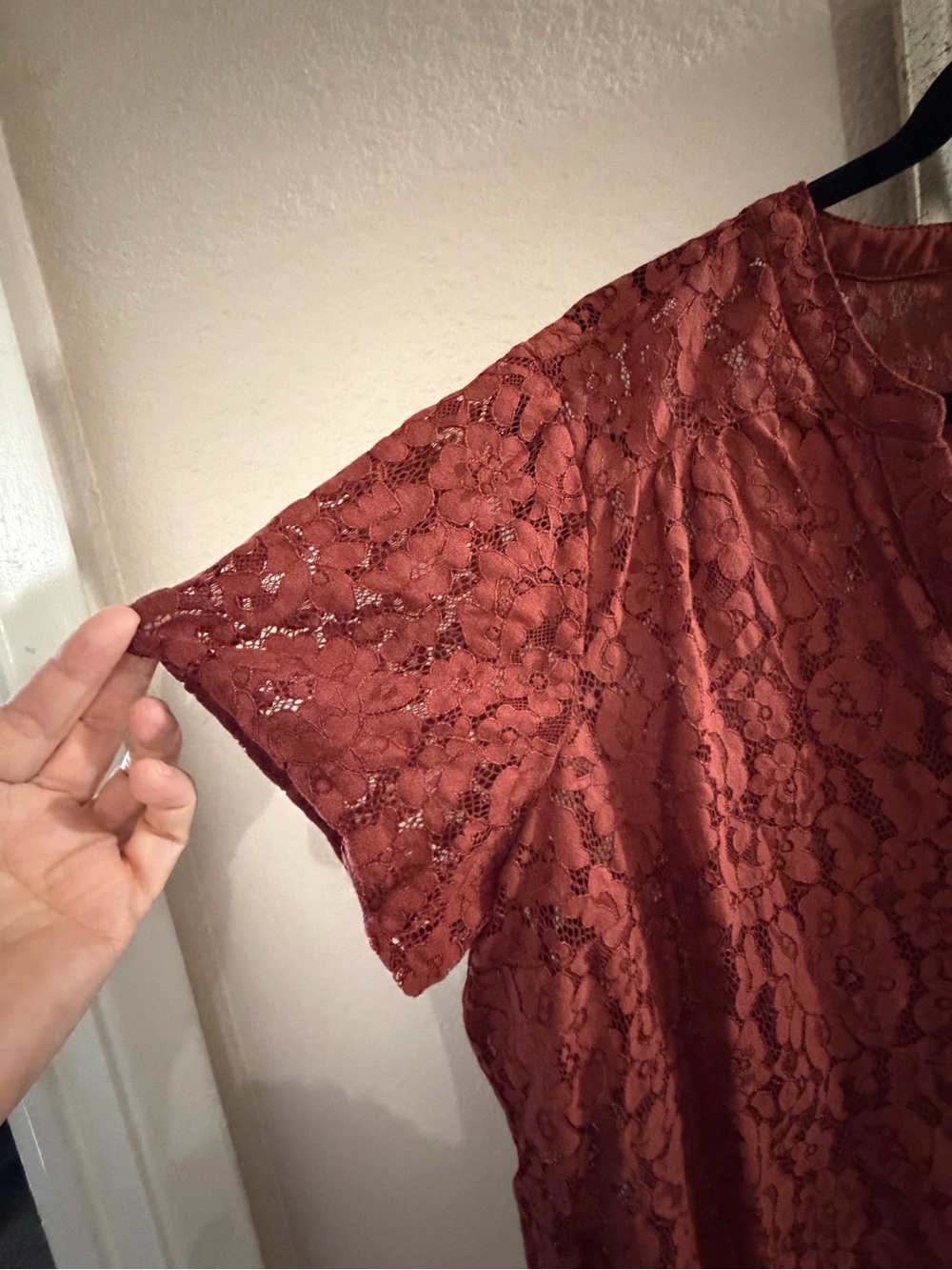 torrid Rust Floral Lace Short Sleeve Top